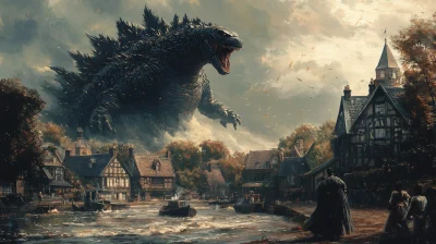 Godzilla Attacks English Village