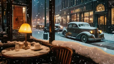 Snowy New York Jazz Bar