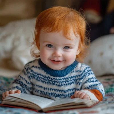 Baby Girl Reading Encyclopedia