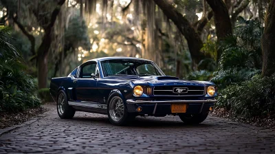 Classic Mustang on Brick Road