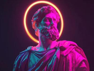 Ancient Greek Philosopher in Neon