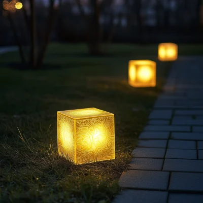 Glowing Light Cubes at Night