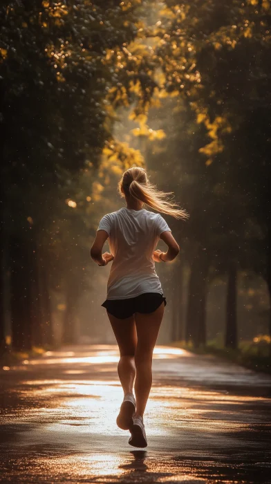 Young Woman Running in City Park