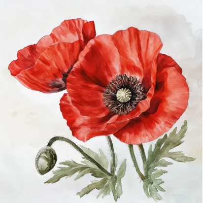 Vintage Poppy Watercolor