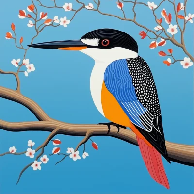 Kingfisher in Hiroshi Nagai Style