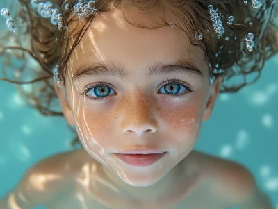 Young Arabic Girl Swimming