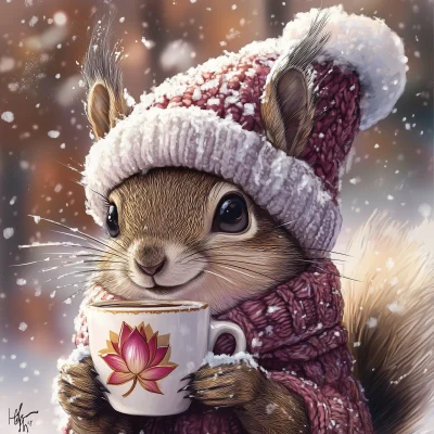 Squirrel Drinking Coffee