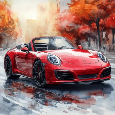 Red Porsche 991 Convertible