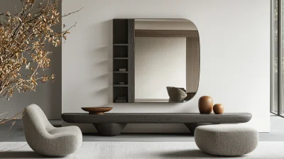 Modern Wall Mirror with Shelves