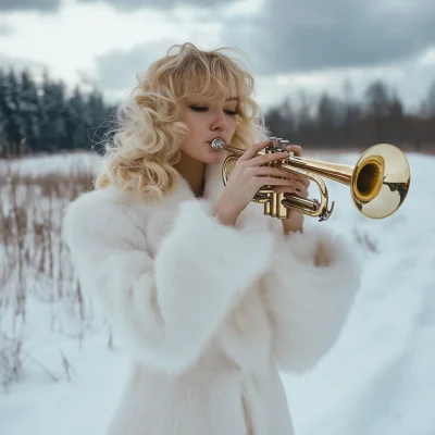 Snow Maiden Playing Trumpet