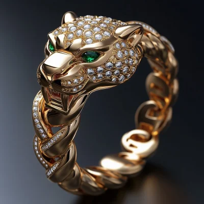 Panther Head Gold Ring