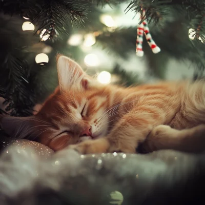 Kitty Under the Christmas Tree