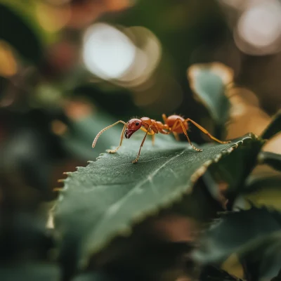 Close-Up of an Ant on a Leaf