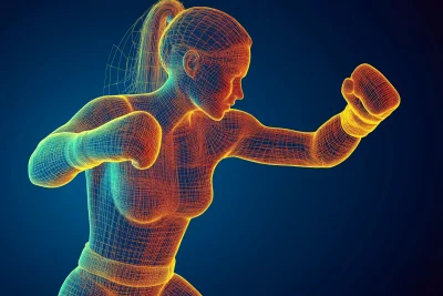 3D Wireframe Boxing Woman