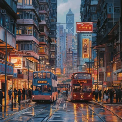 Street Scene in Central Hong Kong