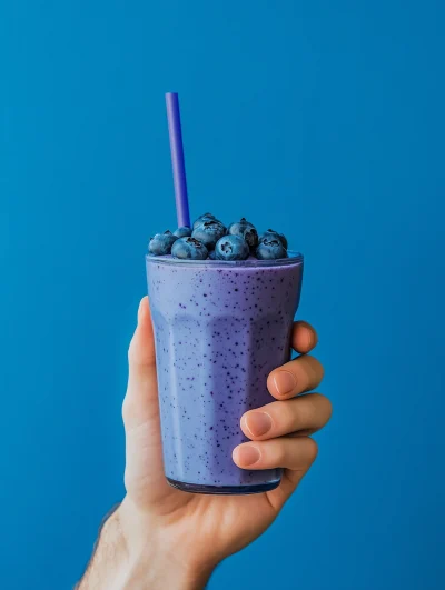 Blueberry Smoothie in Hand