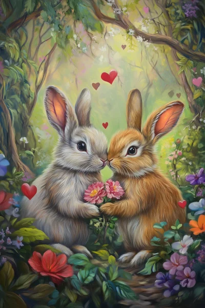 Fluffy Bunnies in Love