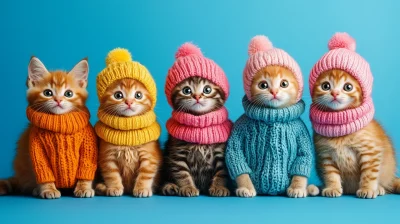 Playful Kittens in Winter Attire