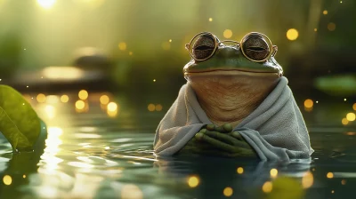 Relaxed Frog in the Pond