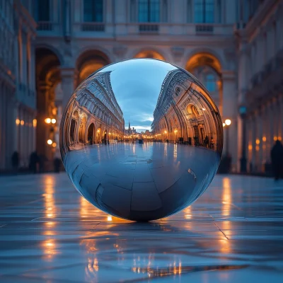 Reflective Silver Orb in Milan