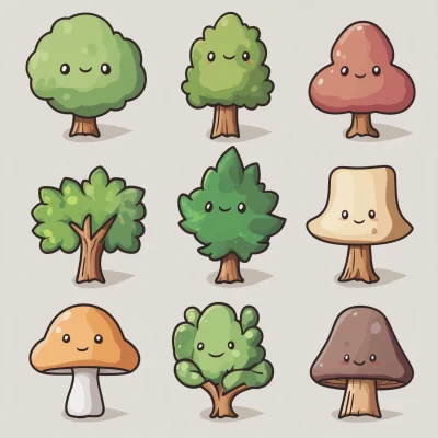 Kawaii Style Trees