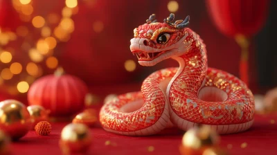 Exquisite Red Embroidered Snake