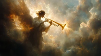 Ethereal Angel Playing Trumpet