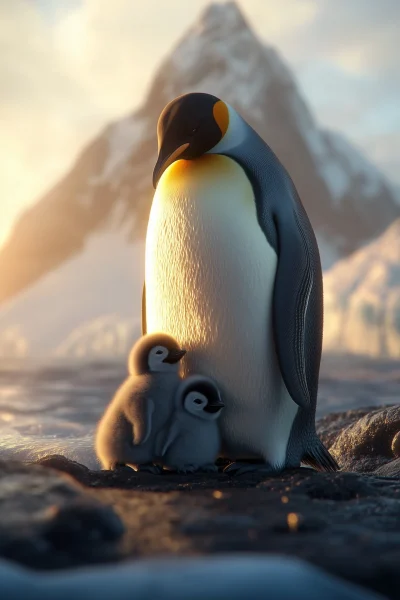 Emperor Penguin and Chick