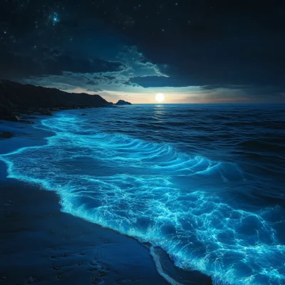 Phosphorescent Sea at Night