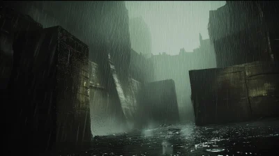 Dystopian City on a Rainy Day