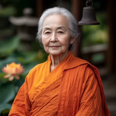 Serene Elderly Woman in Garden