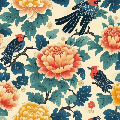 Korean Folk Art Fabric Pattern