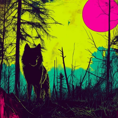 Lonely Wolf in the Forest