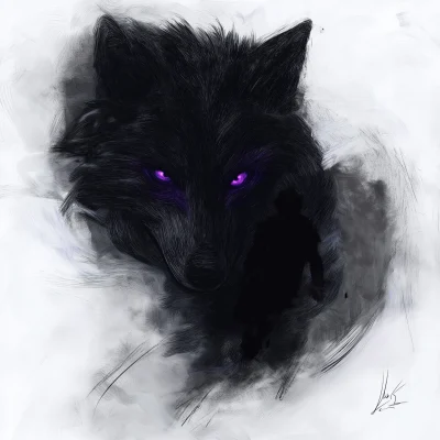 Curled Black Wolf