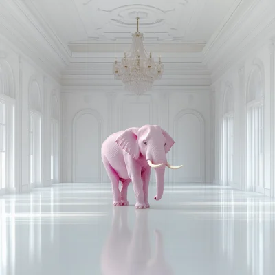 Pink Elephant in a Glossy Hall