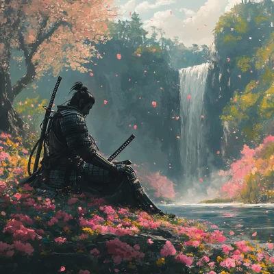 Medieval Samurai Knight in Spring