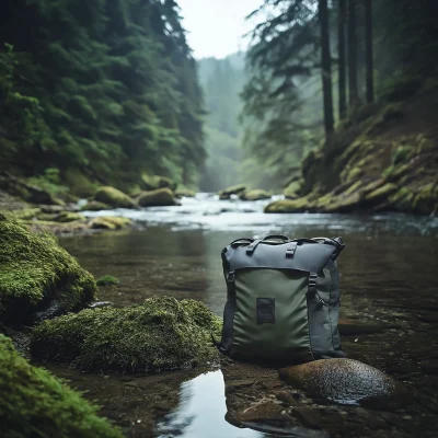 Waterproof Bag on Riverbank