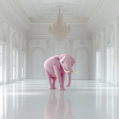 Pink Elephant in a Glossy Hall