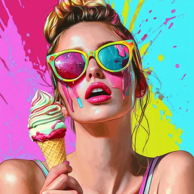 Pop Art Girl with Ice Cream