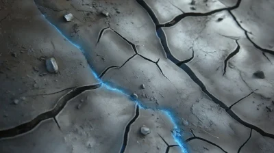 Cracked Earth with Blue Light