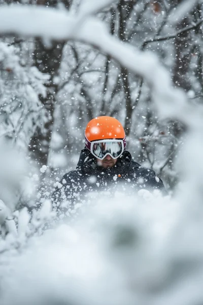 Skiing in Heavy Snow