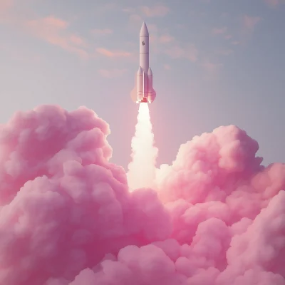 Rocket in Pink Clouds