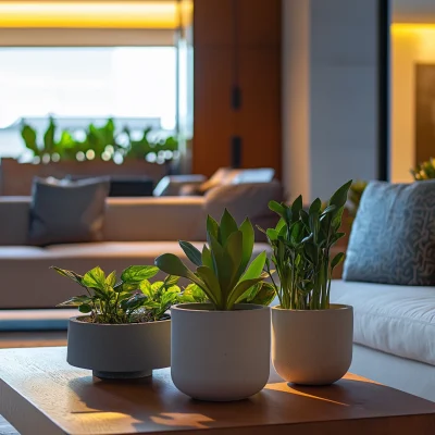 Modern Luxury Living Room with DIY Planters