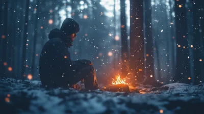 Man in Scary Forest at Sunset