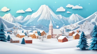 Snowy Mountain Town