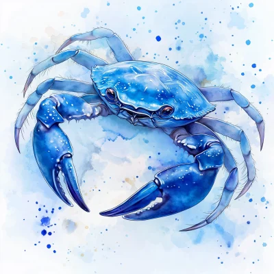 Watercolor Cancer Crab