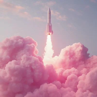 Rocket in Pink Clouds