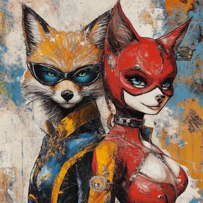 Superhero Fox and Superlady Cat