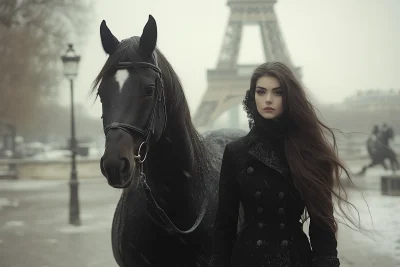 Woman with Horse in Paris