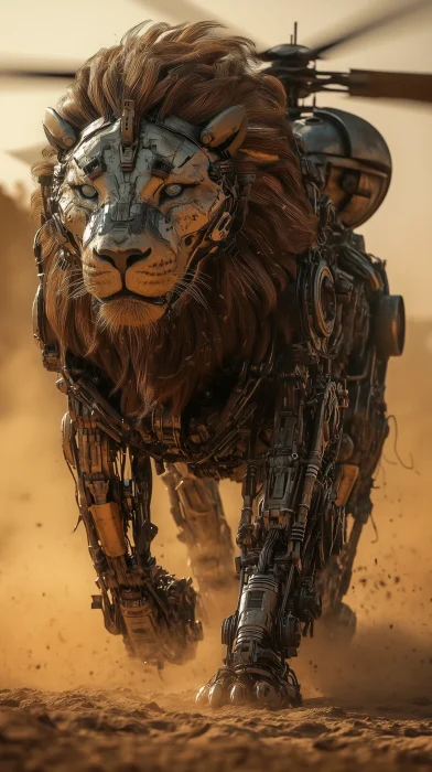 Futuristic Robotic Lion Helicopter